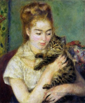 Pierre Auguste Renoir Werke - Frau mit einer Katze Pierre Auguste Renoir